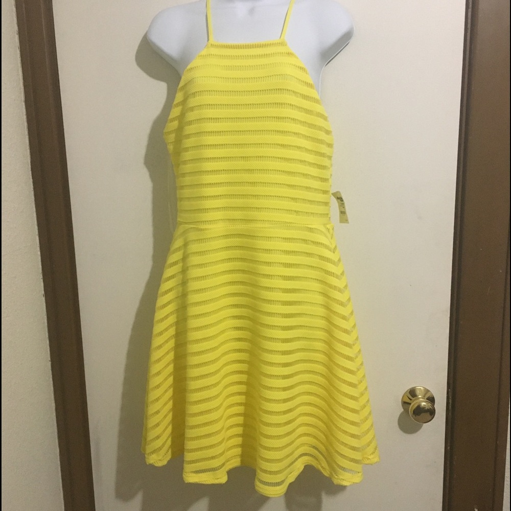 Bright yellow skater dress juniors size L
